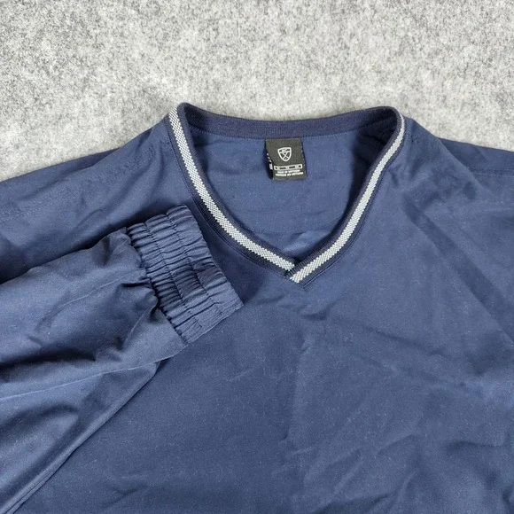 Nike Golf Pullover V Neck Windbreaker Jacket Mens Blue Navy XL Zipper Pocket NWT - Picture 2 of 12